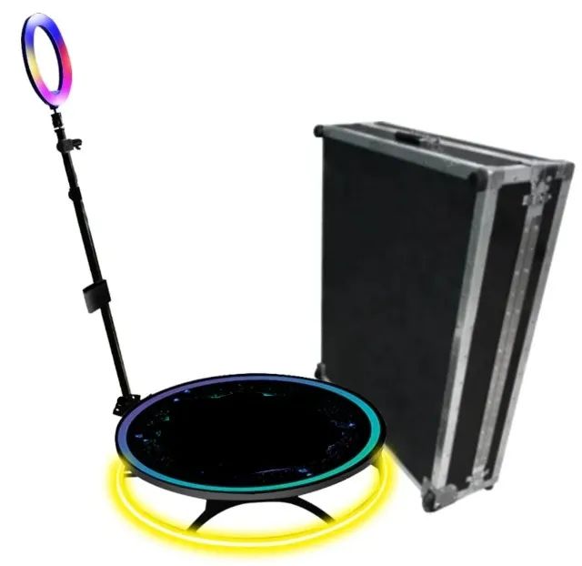 Plataforma PhotoBooth 360 Vídeo Spinner 100cm com Ring Light RGB e Case de transporte