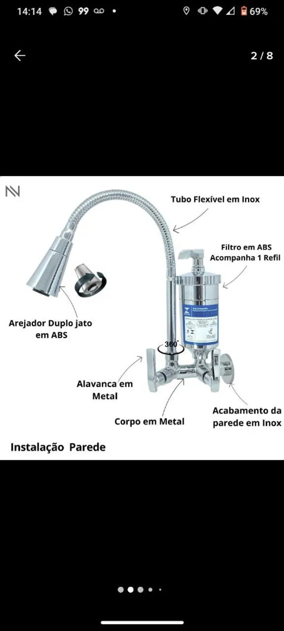 Torneira Gourmet com Filtro e Mangueira Flexível
