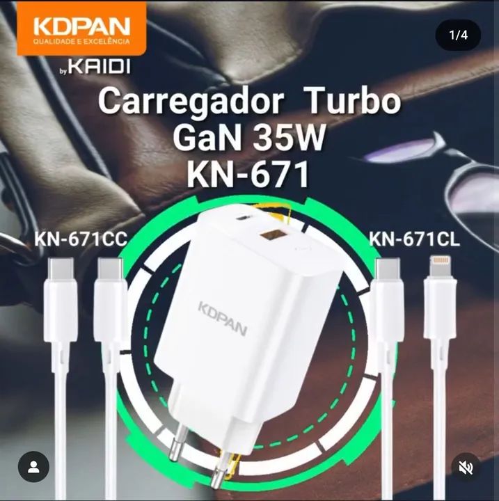 Carregador Rápido 35W Tipo C - KDPAN KN-671CC - Foto 2