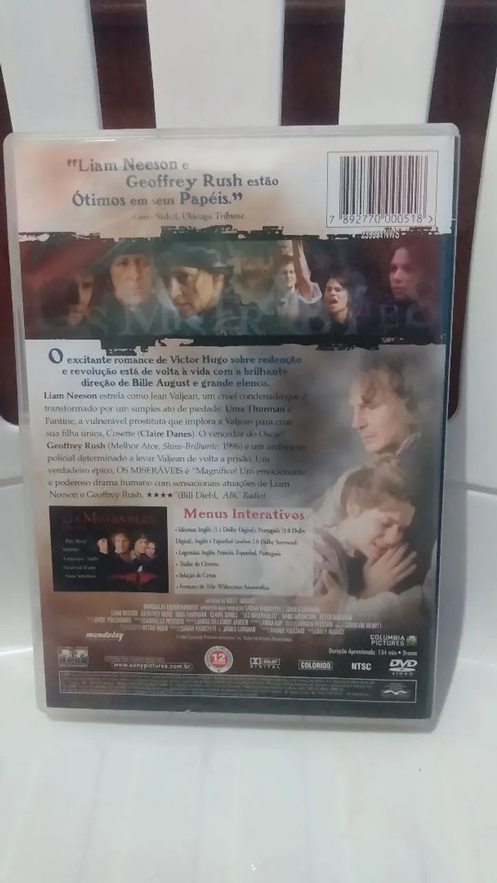 DVD original  os miseráveis em ótimo estado.  - Foto 2