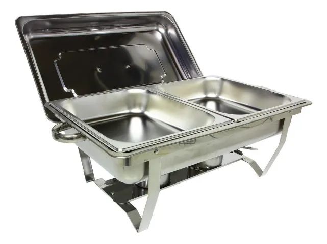 Rechaud Inox 9 Litros Panelas Banho Maria 2 Cuba Buffet