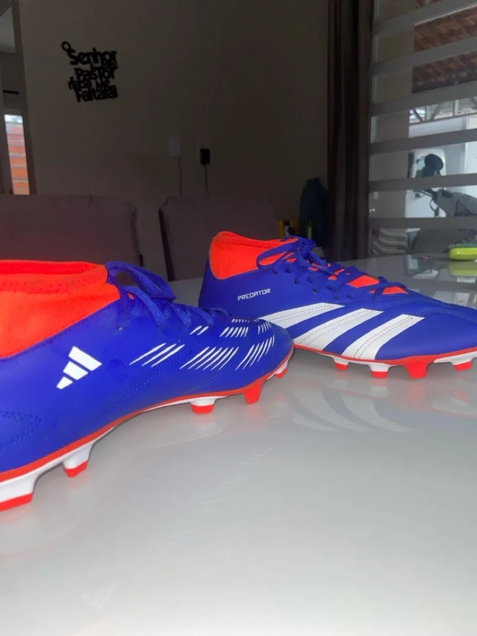 Chuteiras Adidas Predator - Azul e Laranja - Foto 5