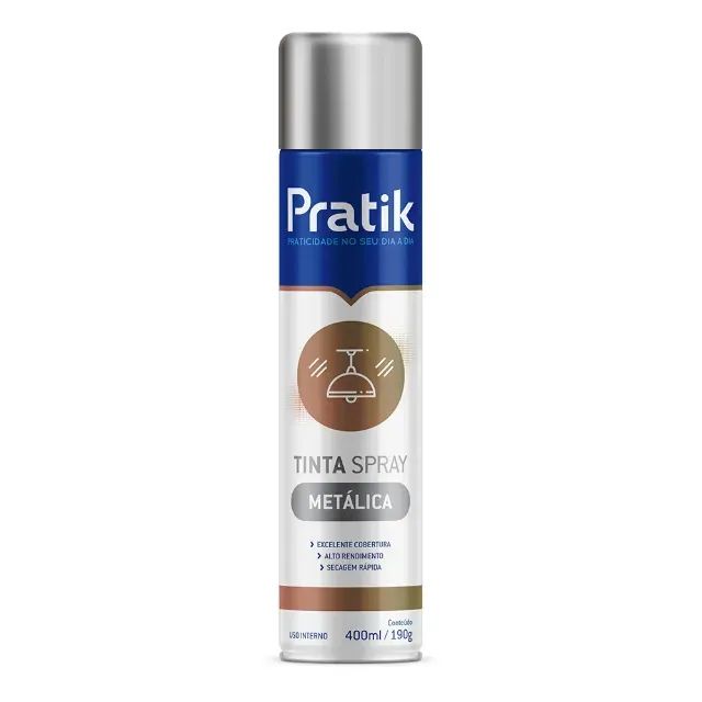 Tinta Spray Pratik Metálica Cromado 400ml