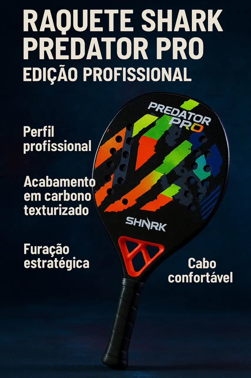 Raquete de beach Tennis shark predator pro 2025