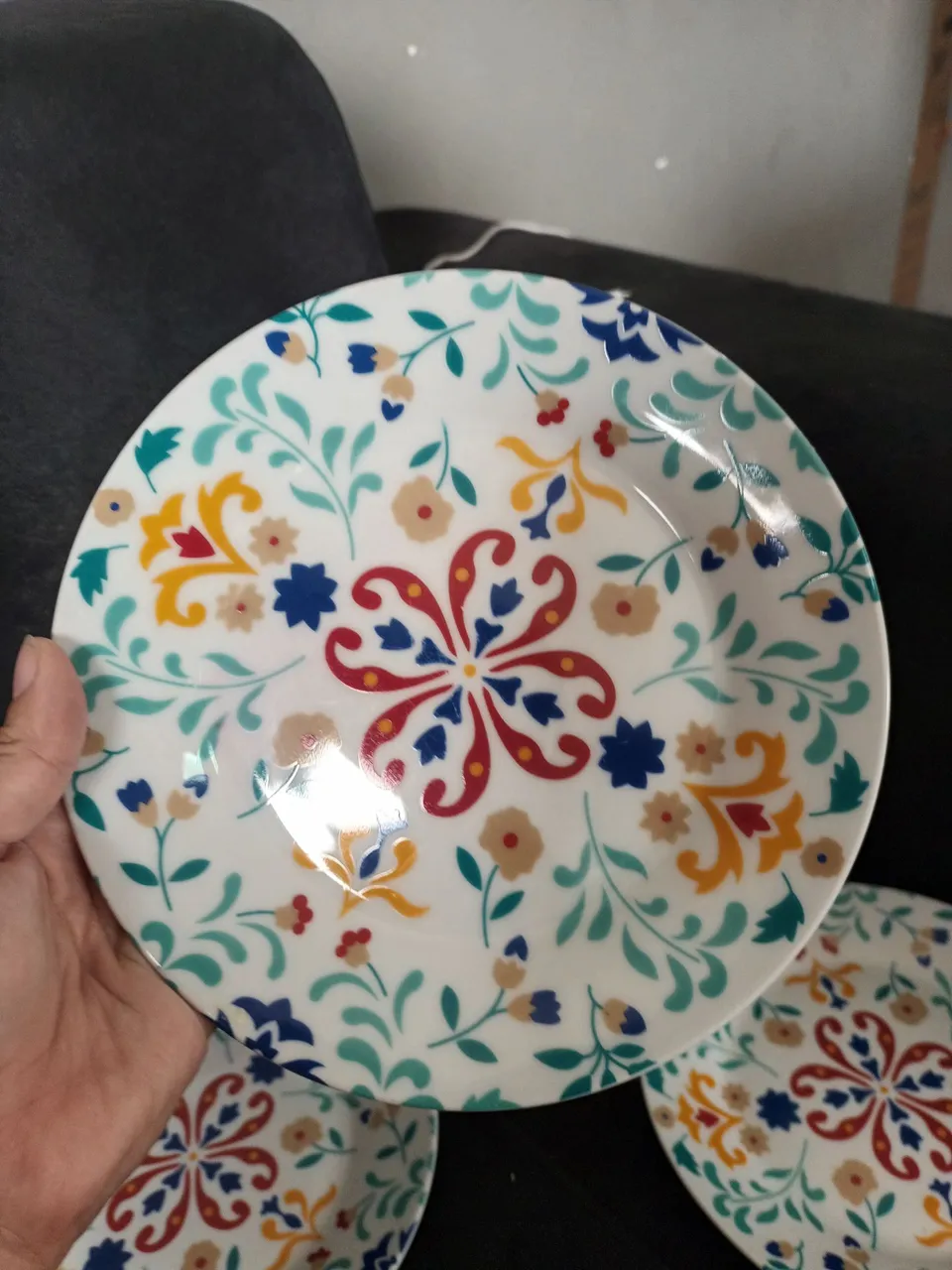 Jogo de 5 pratos com design floral de sobremesa marca casambiente