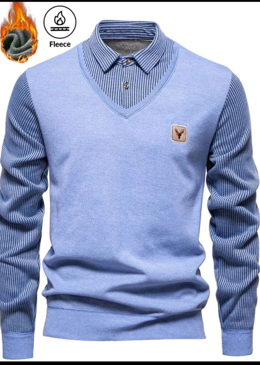 Promoção Nova Camisa M masculina casual de moletom com colarinho pólo