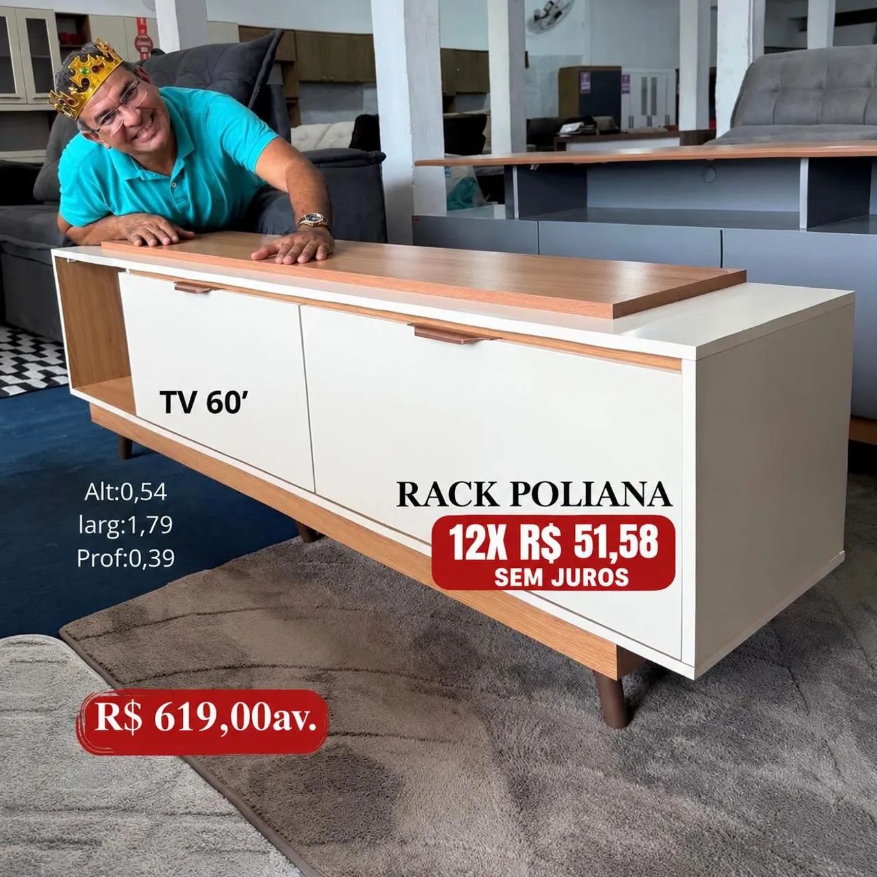 PROMOÇÃO URGENTE - Rack Poliana para TVS de até 60 Polegadas 100% MDF