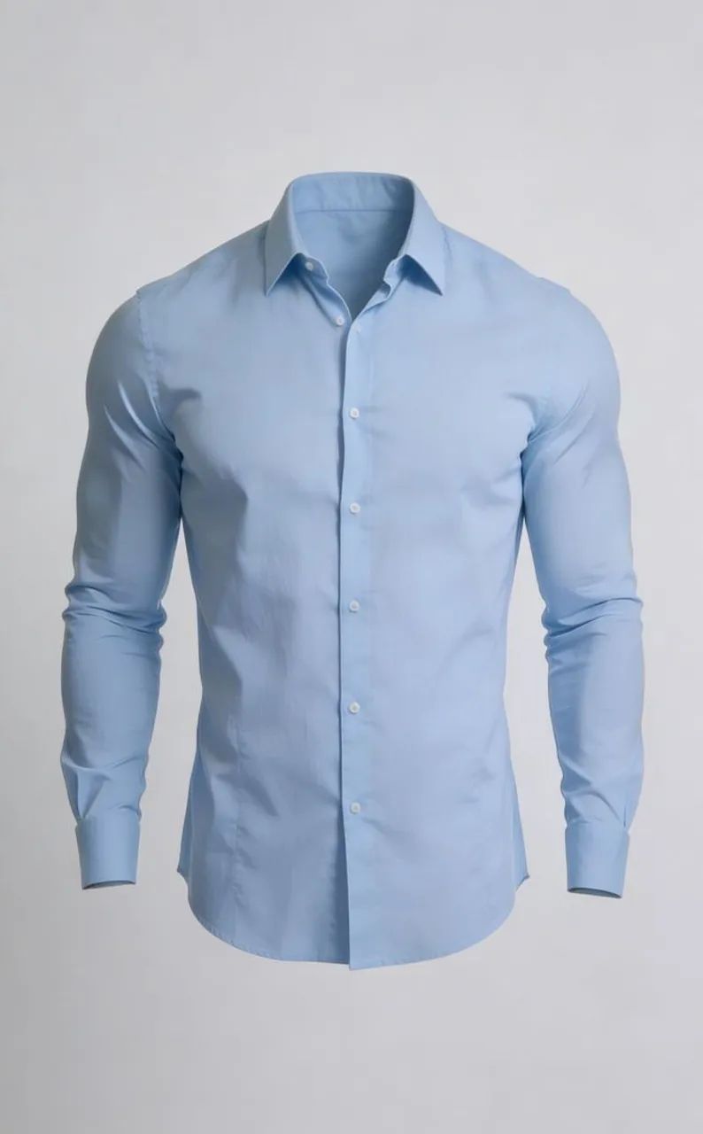 Camisa social slim azul clara super conservada - Foto 2