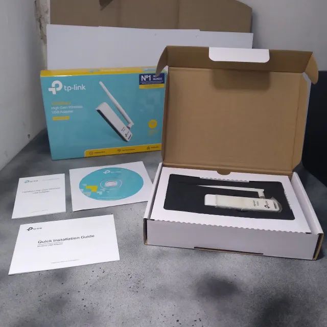 Adaptador Wi-Fi USB TP-Link High-Gain 150Mbps Completo na Caixa
