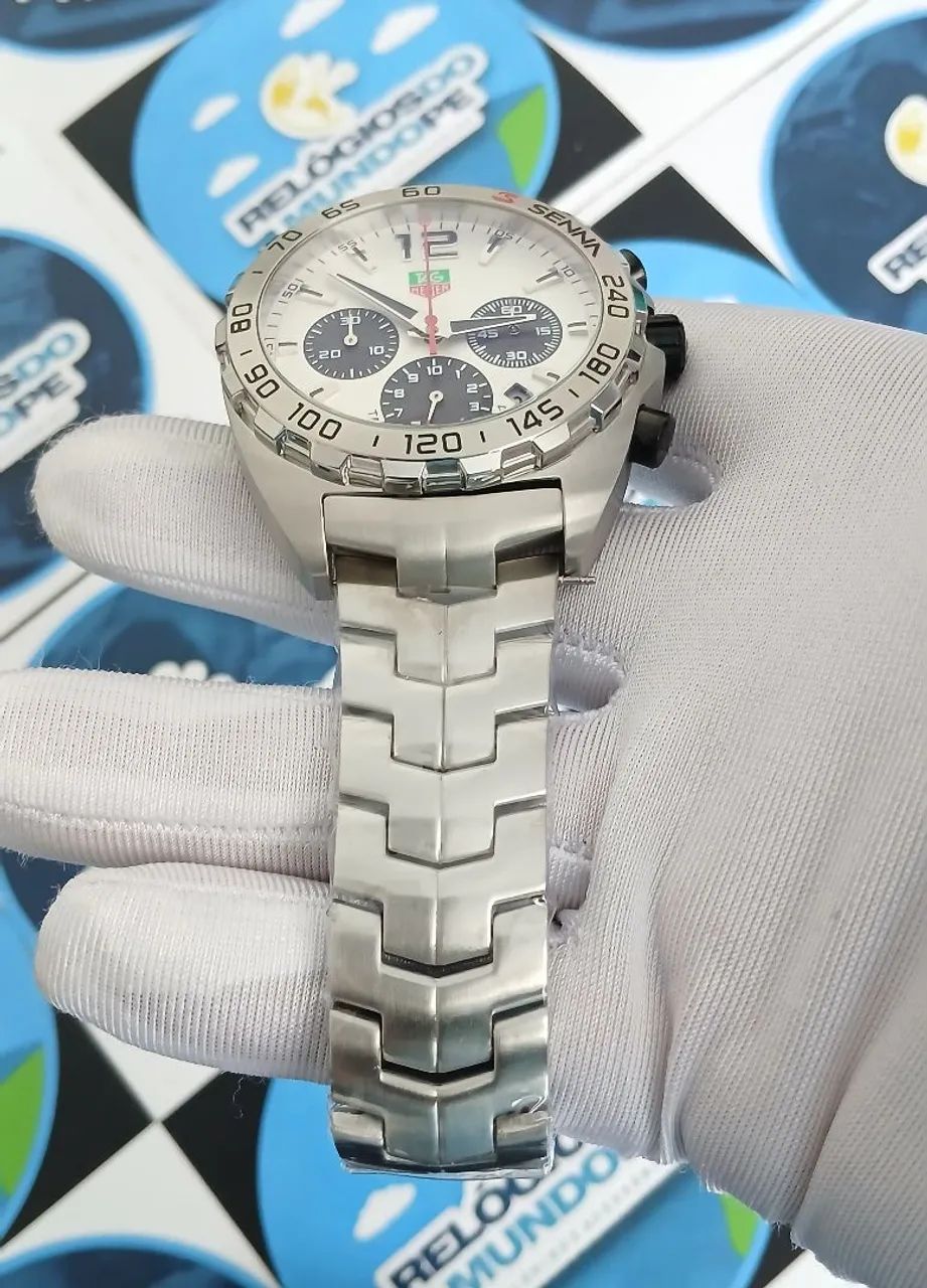 RELOGIO TG SENNA CHNOGRAPH FUNDO BRANCO - Foto 2