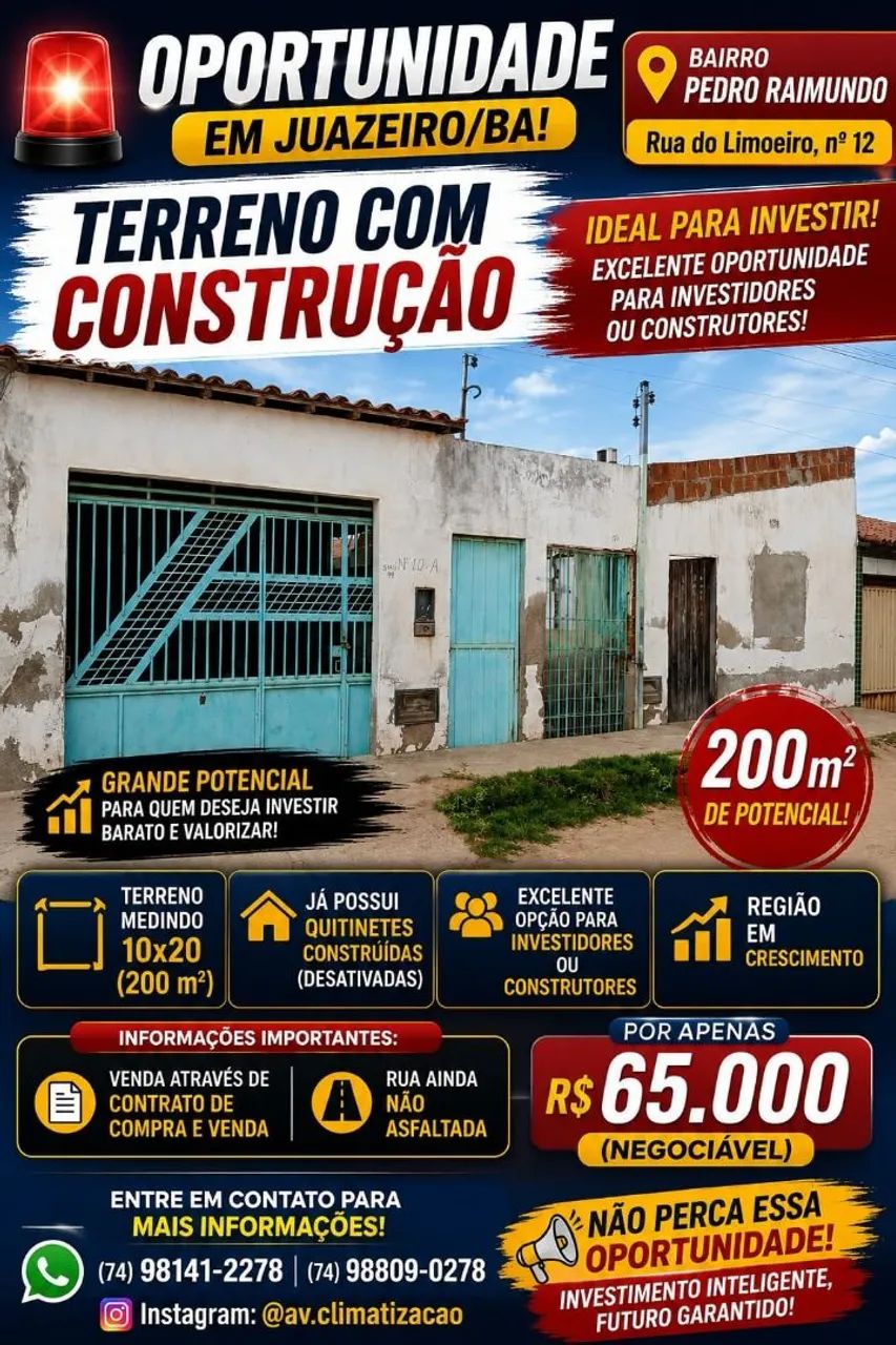 Terreno à venda com construção.