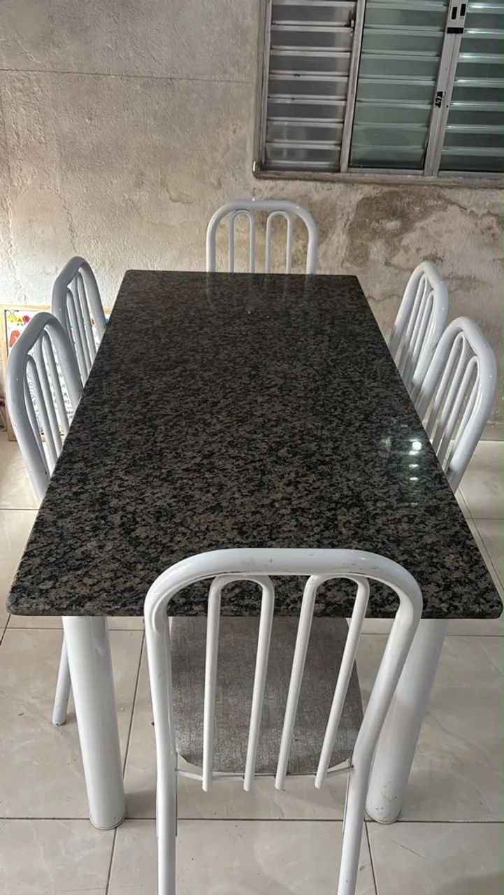 Mesa mármore 06 cadeiras