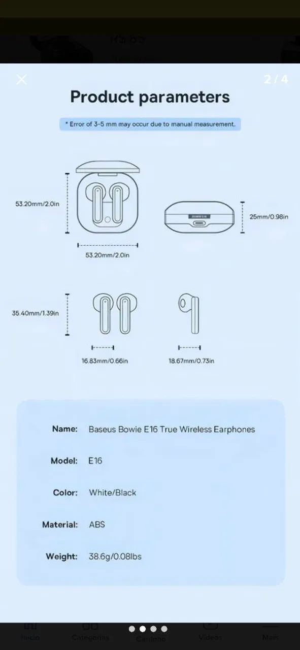 Fone de ouvido Baseus Bowie E16 bluetooth TWS 5.3 Black  - Foto 4