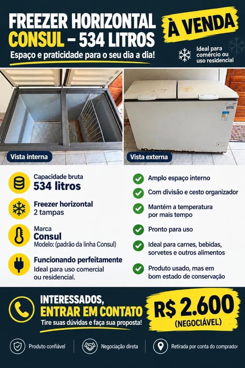 Freezer horizontal cônsul 534L 