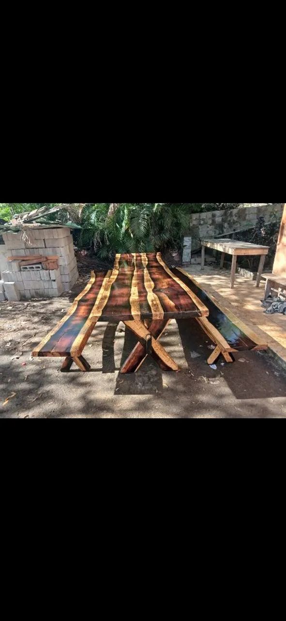Conjunto Mesa Rústica Jacarandá 3,23metros  - Foto 2