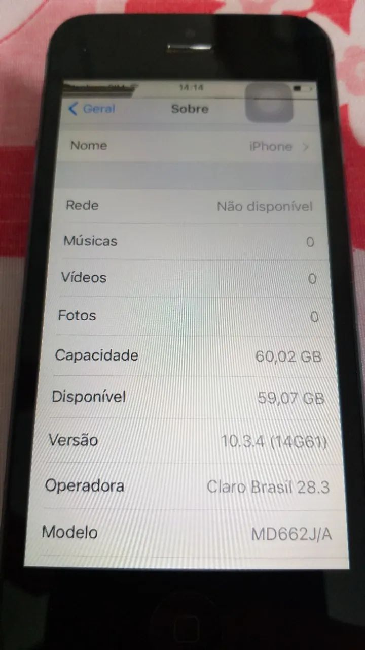Celular Smartphone iPhone 5 Cinza Modelo A1429 Com 64Gb Funcionando Sem Defeito Zn Sp - Foto 2