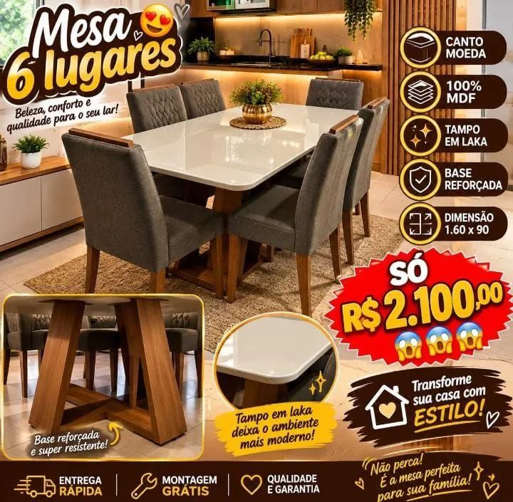 Jogo de jantar 6 lugares 