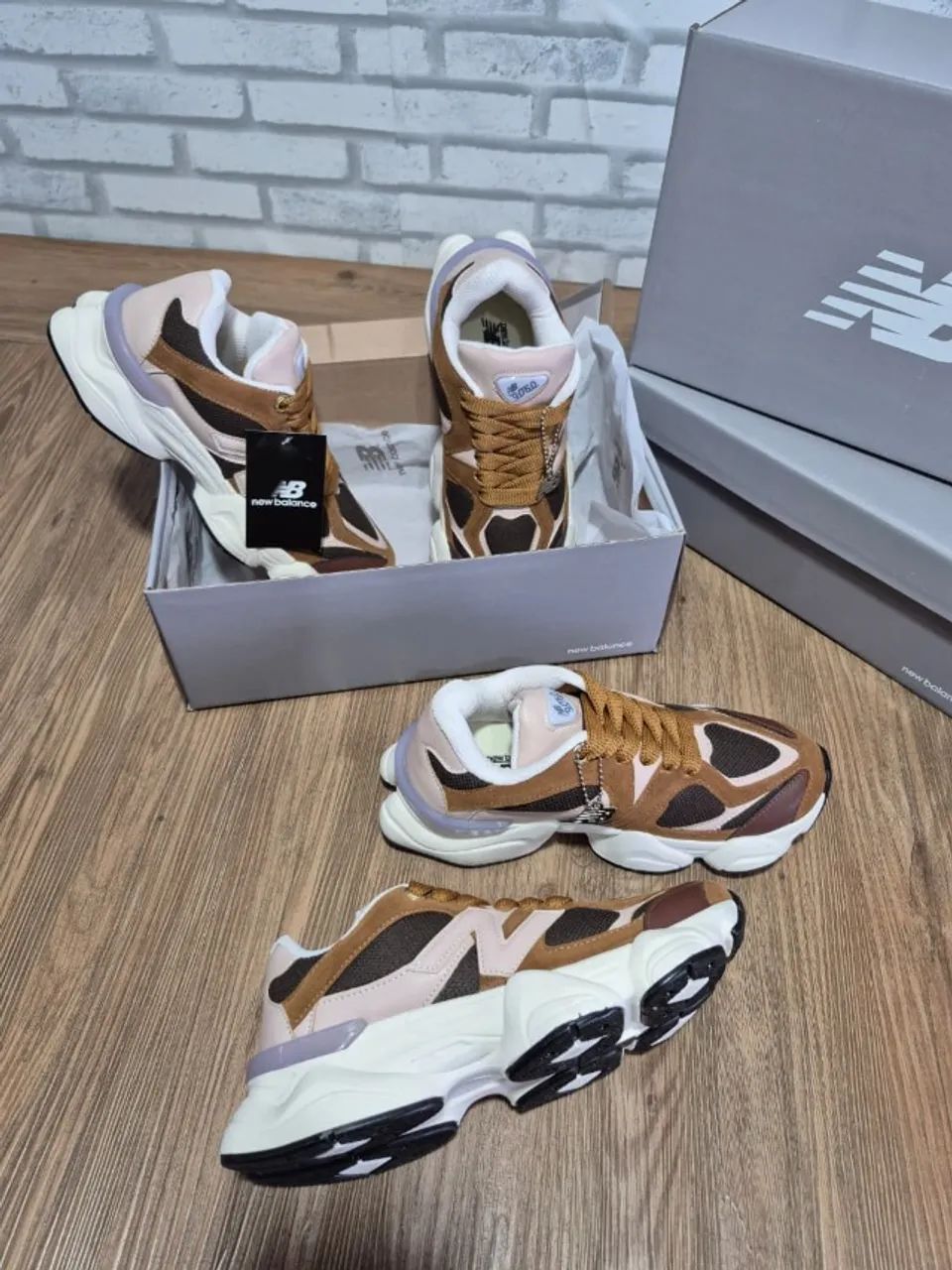 Tênis New Balance 9060 Caramelo Sintético Feminino Tag NB - Foto 3