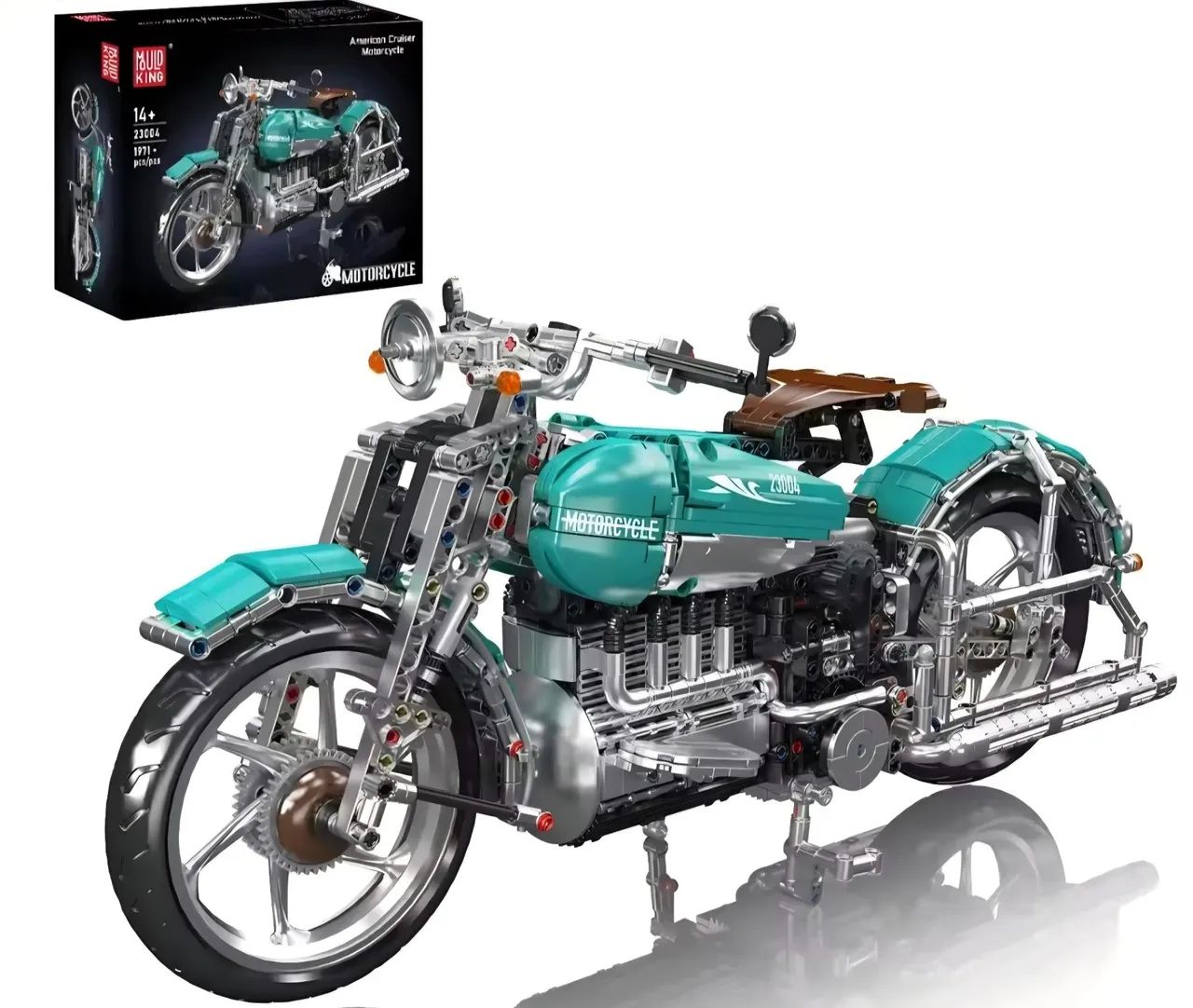 Blocos De Montar Moto Custom 23004 1971 Peças Mould King tipo lego