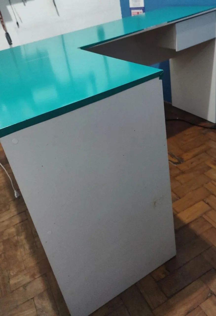 Mesa escritório L branca  - Foto 4