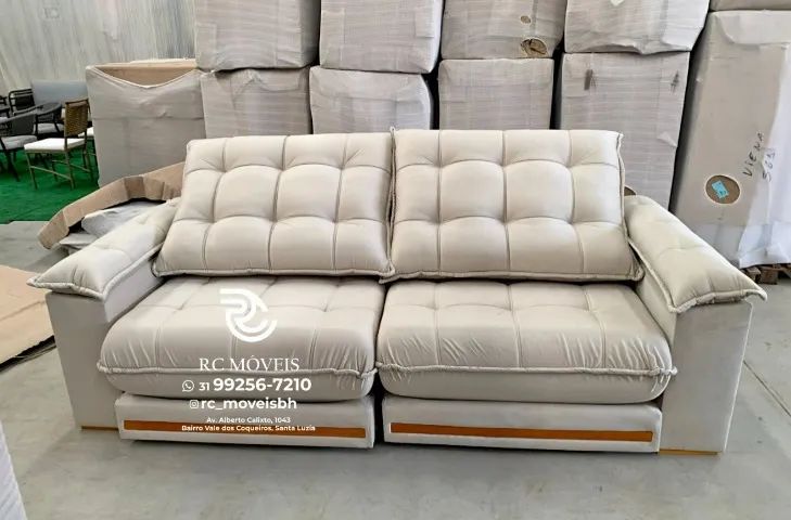 Sofá Retrátil e Reclinável Barcelona Euro Pillow 30cm Molas Ensacadas - Foto 4