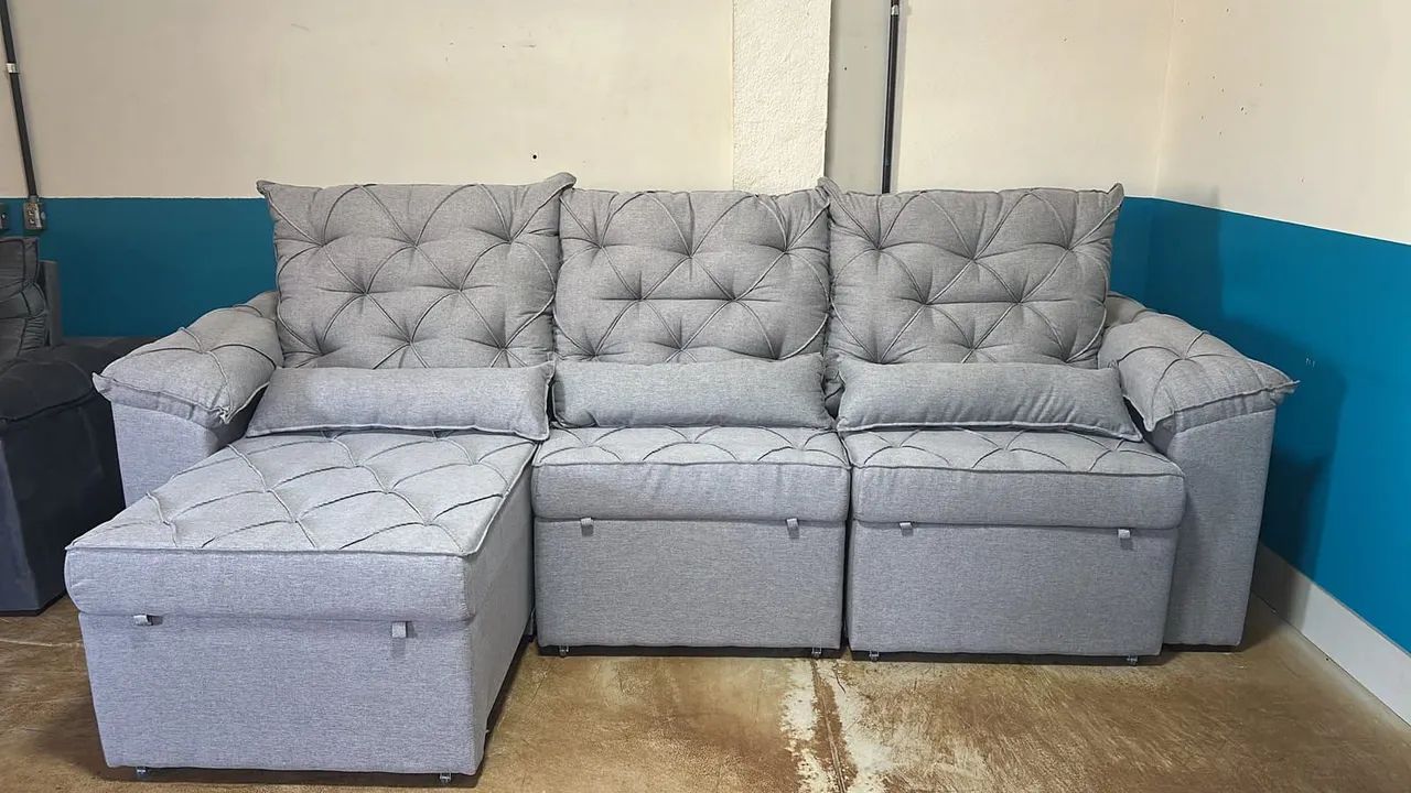 Sofá retrátil e reclinável Premium, Com molas no assento  - Foto 2