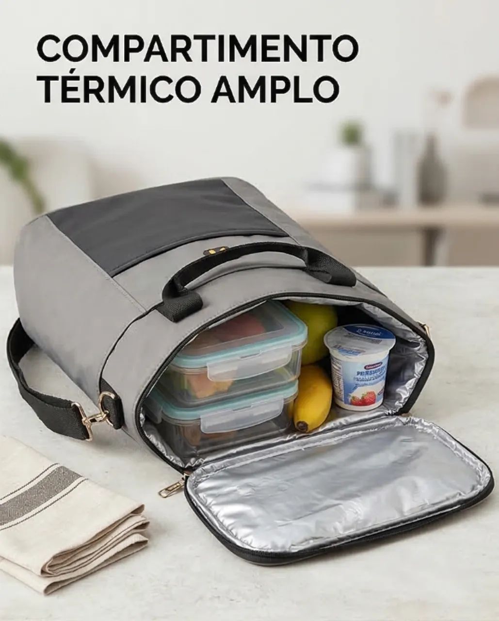 Bolsa Térmica CRMBONUS Cinza + Preto - Foto 3