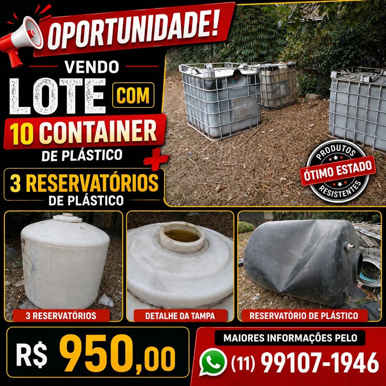 Lote com container e reservatório de plástico  - Foto 5