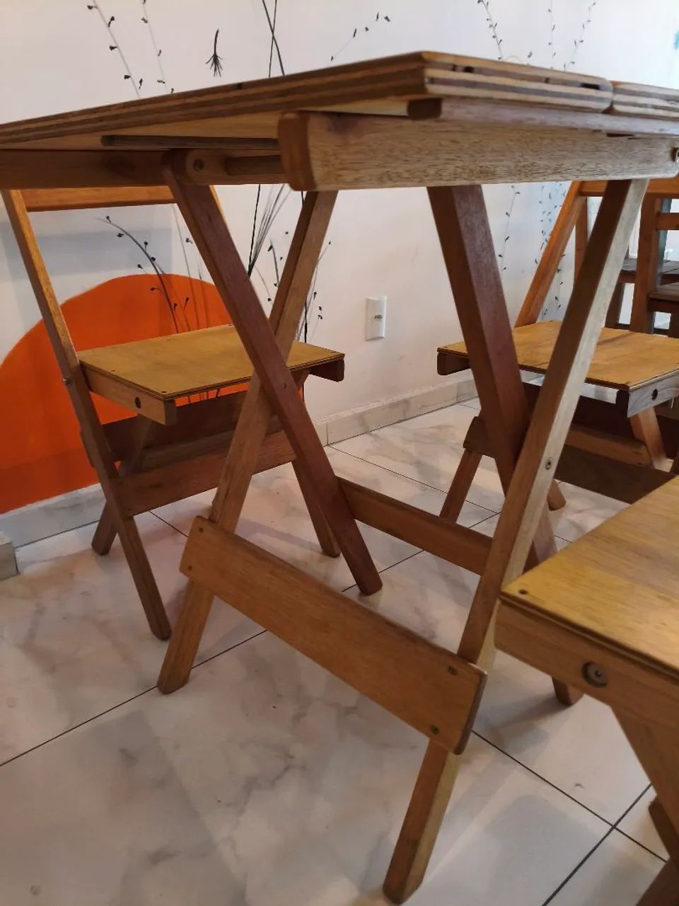 Jogo de mesa dobrável madeira - Foto 3