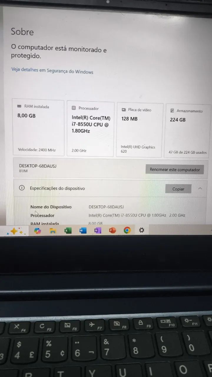 Notebook Lenovo  I7-8550U , 8Gb,SSD240.  - Foto 3