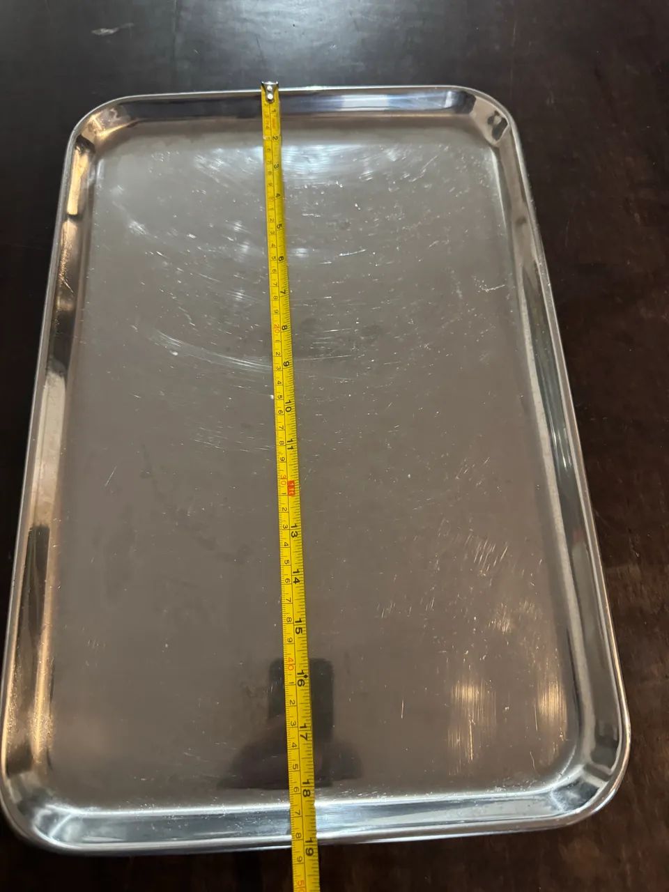 Antiga bandeja em aço inox retangular 49x33  - Foto 3