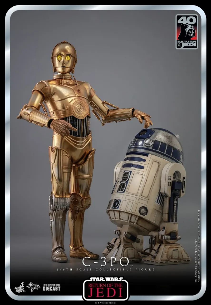 ホットトイズ ムービーマスターピース C-3PO STARWARS R2-D2 Figura Star Wars C3po Diecast + R2d2 Diecast Deluxe (Semi Novo