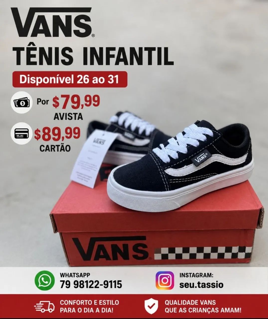 Tênis Vans Infantil Preto