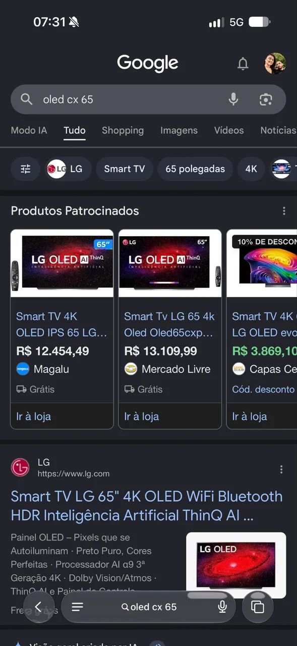 TV LG OLED CX 65 polegadas - OLED65CXPSA - Foto 5
