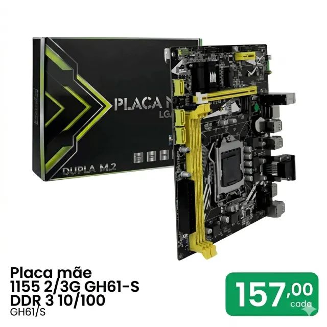 Placa-Mãe 1155 GH61-S M.2 DDR3 Intel 2ª e 3ª Geração - Frete Grátis