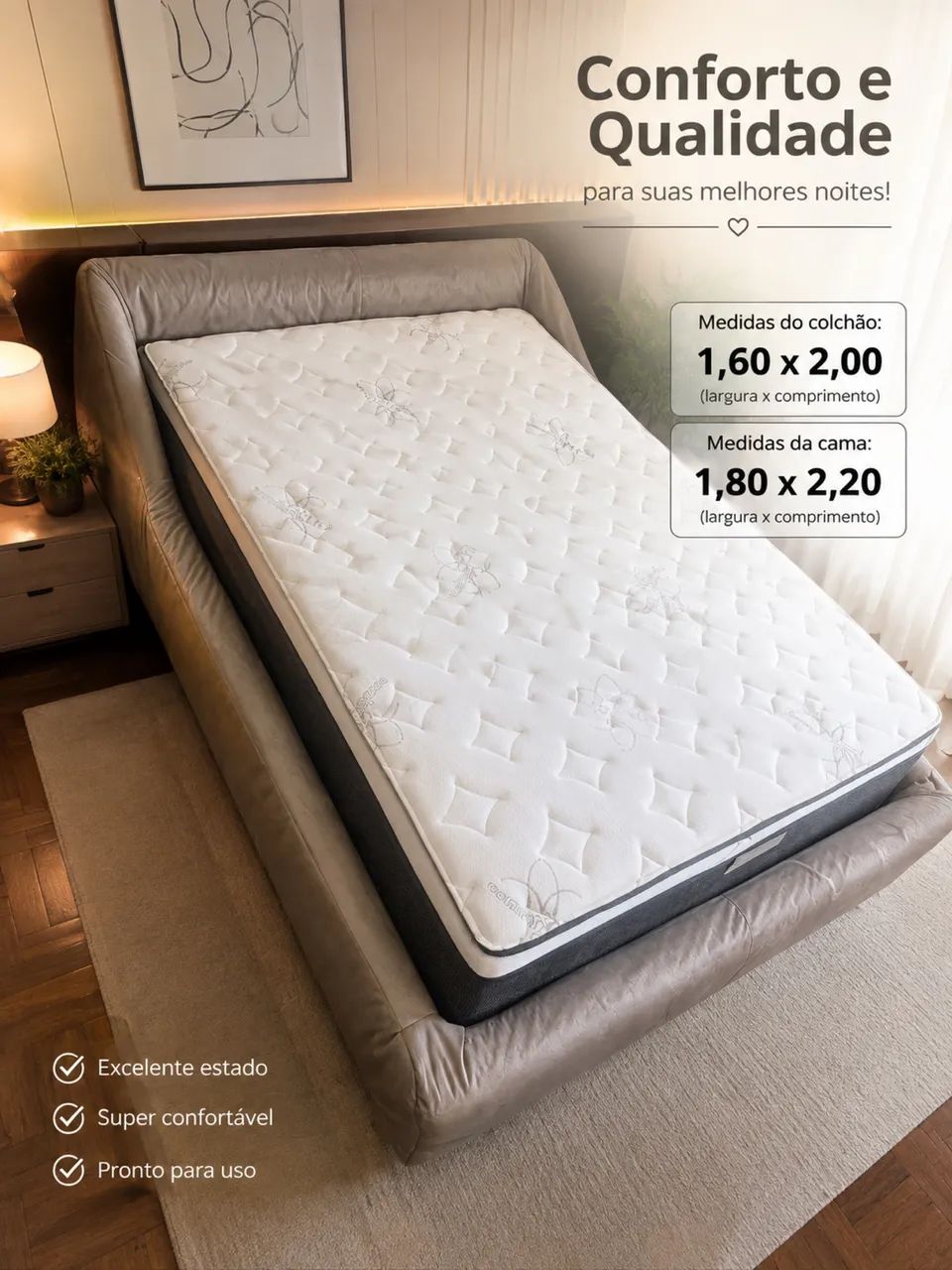 Troco belíssima cama Queen size com colchão 