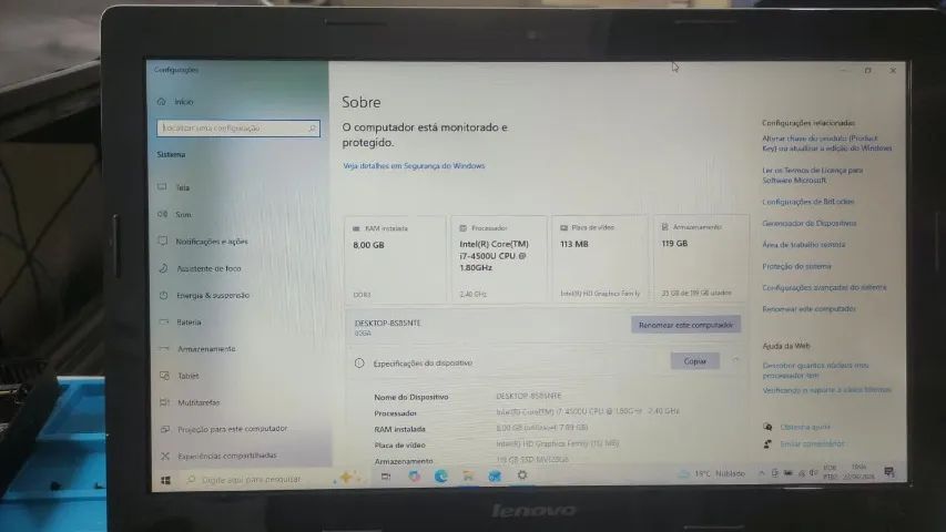 Notebook Lenovo G40-80 I3 8 gb  Ssd128 Bateria Nova  - Foto 5