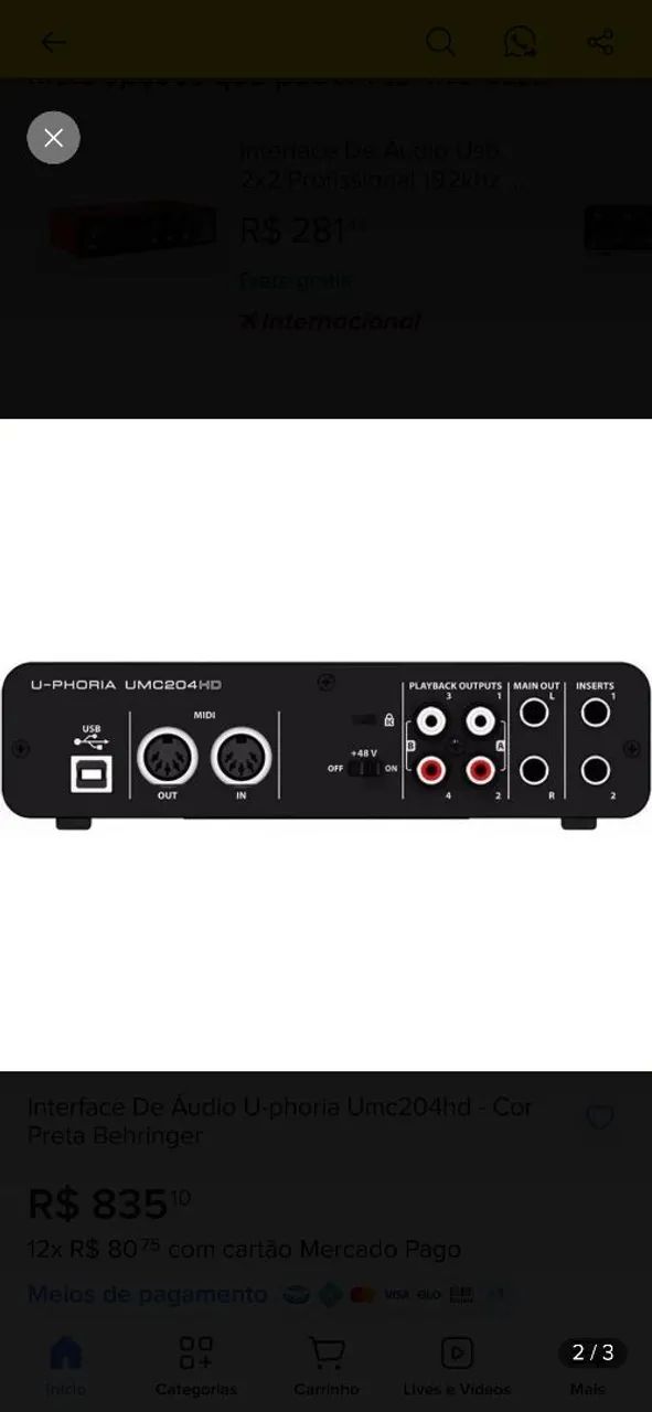 Interface de áudio Behringer U-Phoria UMC204HD - Foto 2