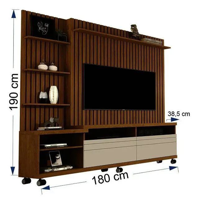 Estante Home Theater com ripado para TV até 60'' - Foto 2