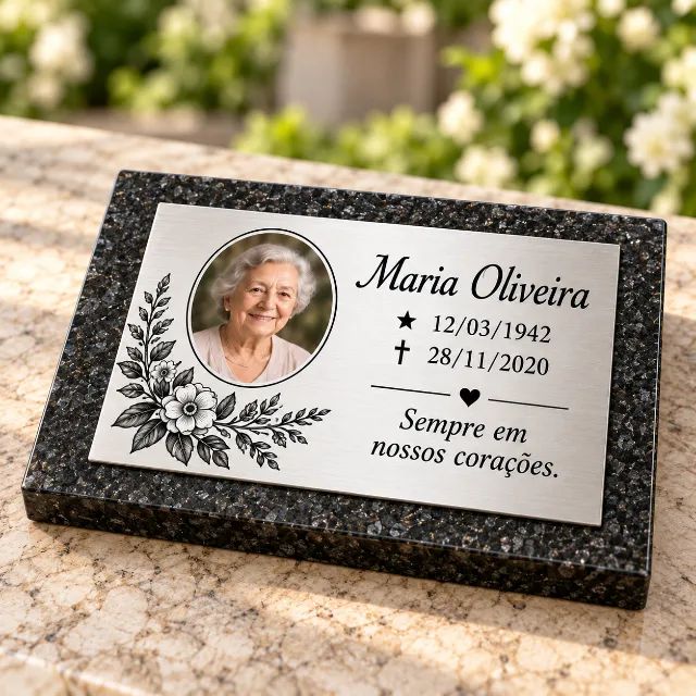 Placa para Túmulo Personalizada com Foto ? Metal e Acrílico