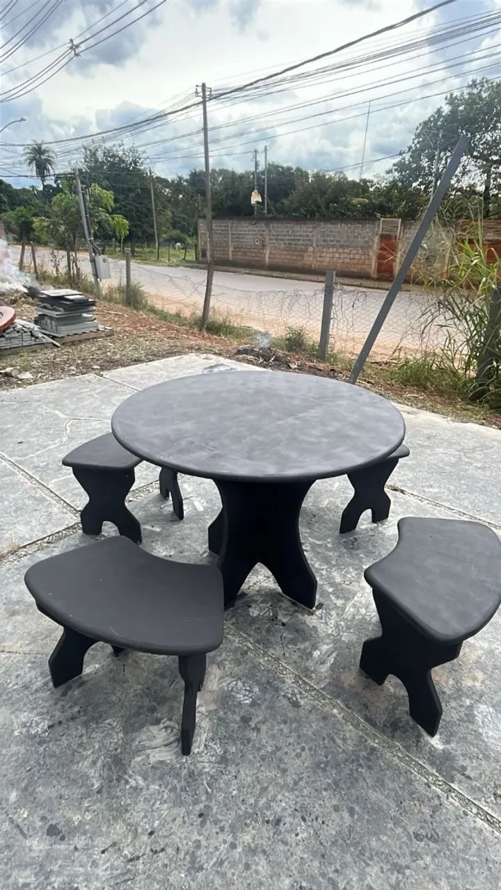 Mesa de Ardosia redonda 1,10x1,10 com 4 bancos  - Foto 2