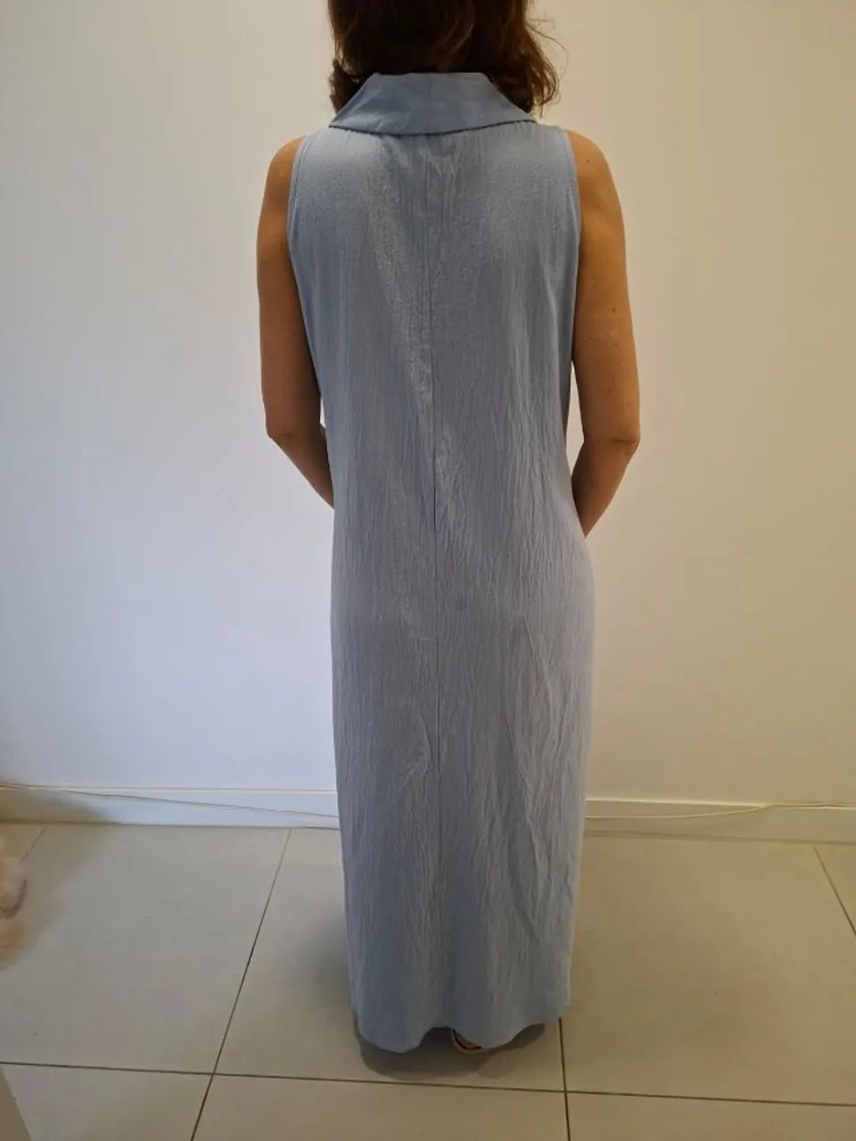 Vestido Azul com Bolsos 100% Algodão - NOVO - SOMENTE VENDA - Foto 2