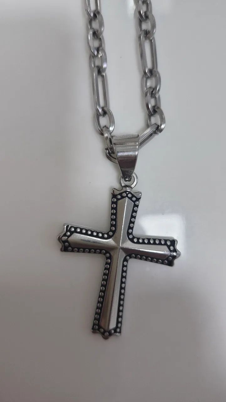 CORDÃO E CRUCIFIXO AÇO INOXIDÁVEL  - Foto 4
