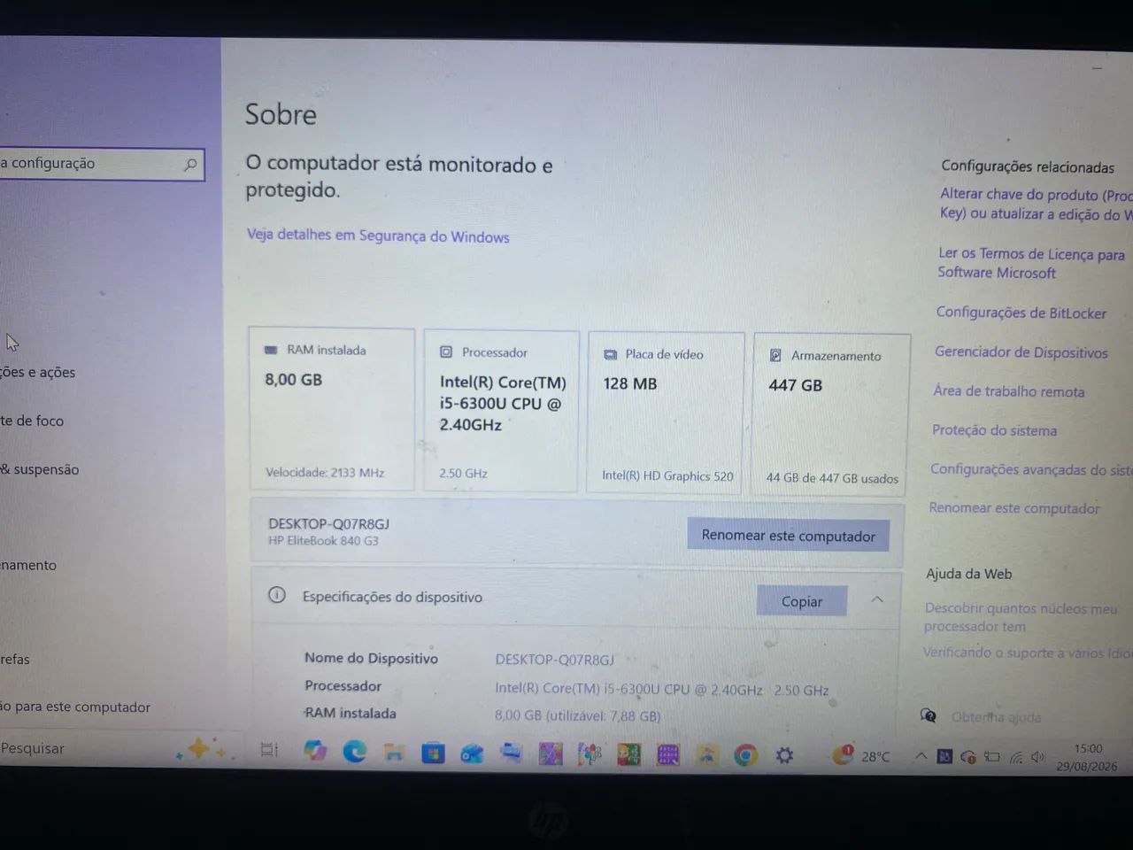Notebook i5 6Gerac 8ram ddr4 480ssd - Foto 3