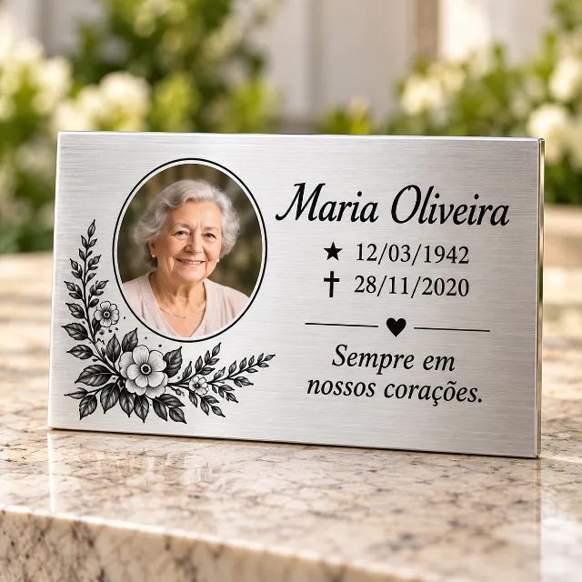 Placa para Túmulo Personalizada com Foto ? Metal e Acrílico - Foto 4