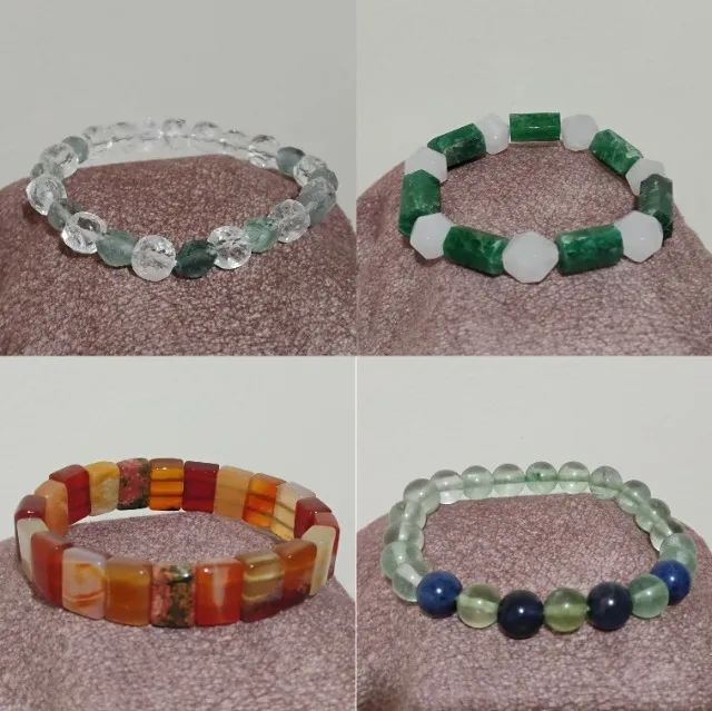 Conjunto 4 pulseiras pedras naturais.