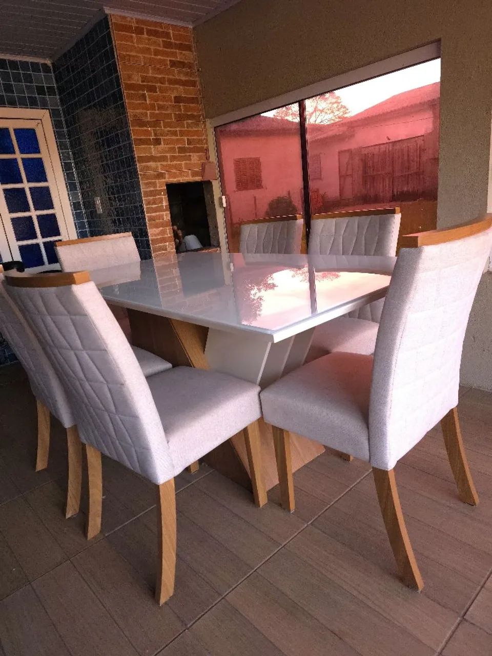 Mesa tampo de vidro 6 cadeiras - Foto 4
