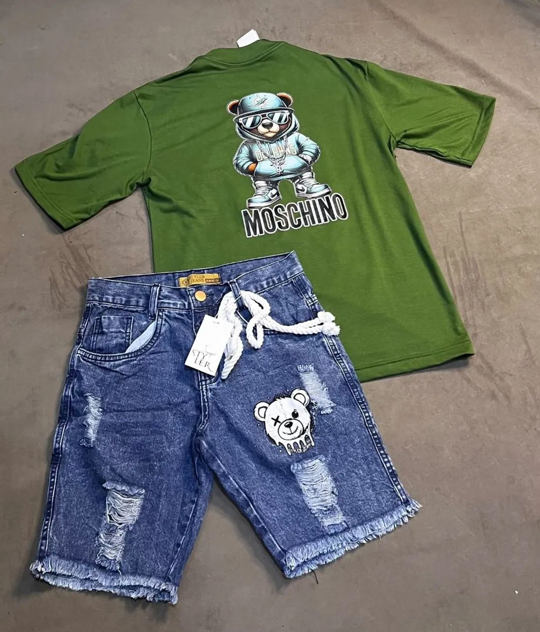 Kites de bermudas jeans e camisas de algodão modelos long - Foto 3