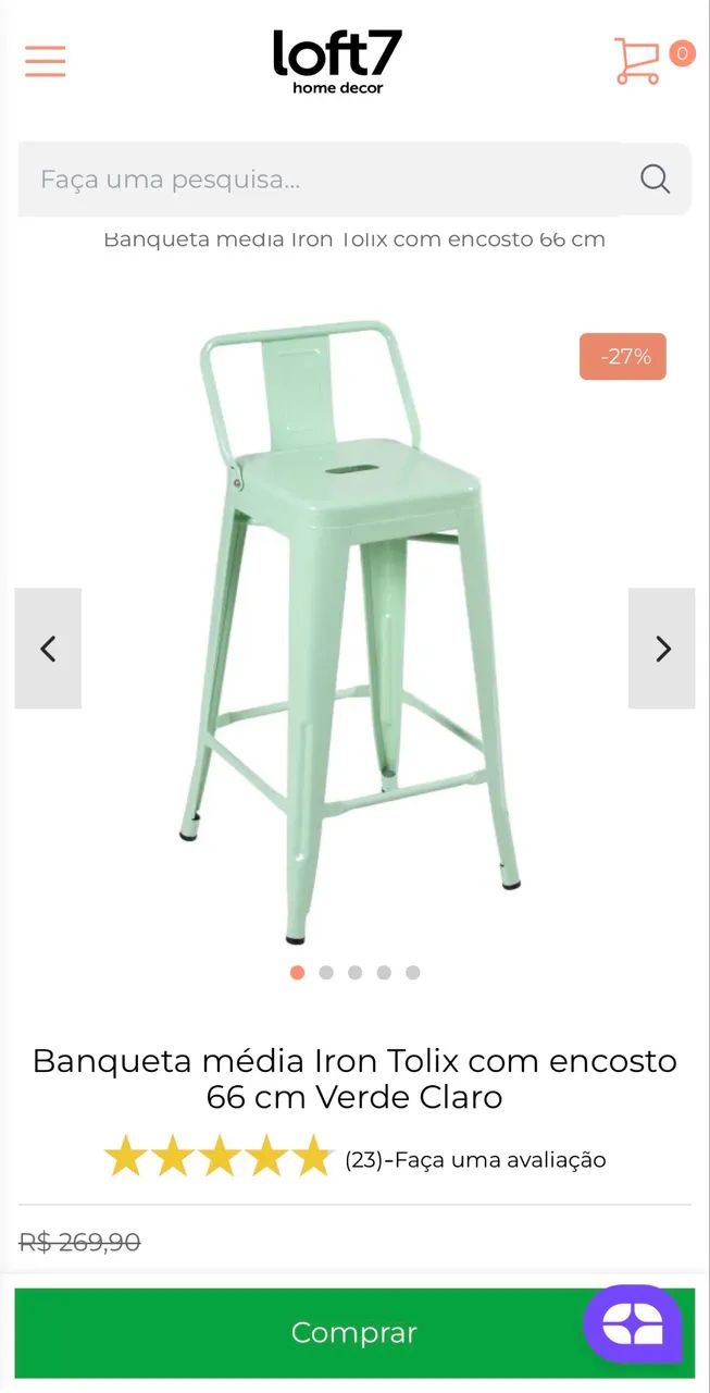 Banqueta média com encosto altura 66 cm - Foto 4