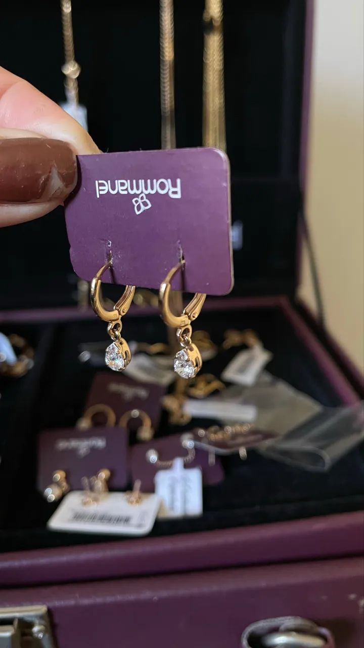 Brinco Rommanel Argola Zircônia Gota - Foto 2
